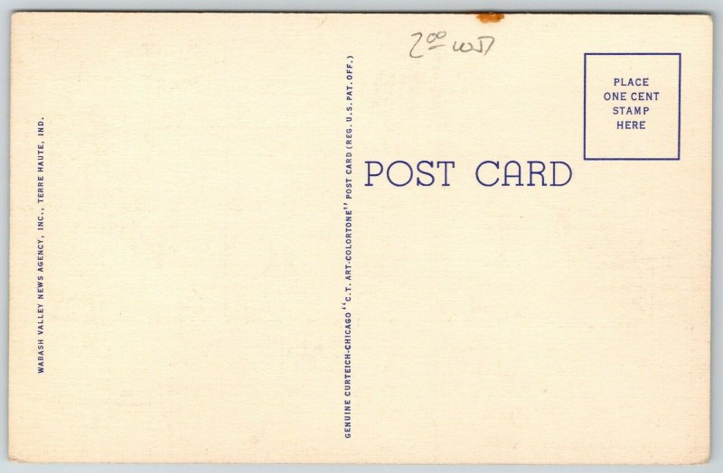 Terre Haute Indiana~Circle Drive~Rose Polytechnic Institute~1940 Linen Postcard