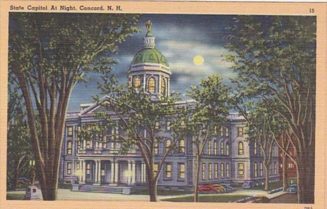 New Hampshire Concord State Capitol At Night