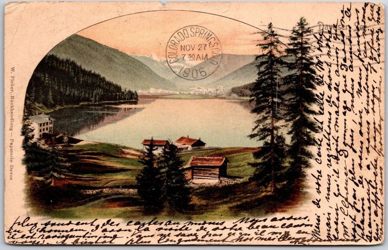 1906 Lake Davos Switzerland Small Natural Lake Posted Postcard