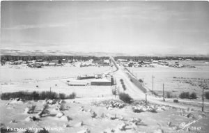 G75/ Pinedale Wyoming Postcard RPPC c1950s Winter Birdseye View Homes