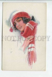 433914 FASHION Charming Lady WINTER by USABAL Vintage ERKAL postcard