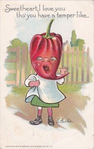 Garden Patch Series Large Pepper Head Signed Curtis 1910 Tucks