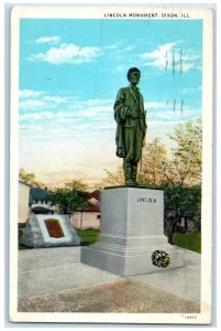 1931 Scenic View Lincoln Monument Statue Dixon Illinois Antique Vintage Postcard