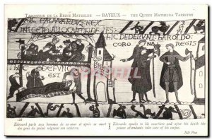 Tapissserie Queen Mathilde Bayeux Old Postcard Edward speaks to men of his court