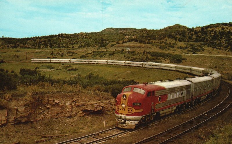 Vintage Postcard Ascending Raton Pass Santa Fe Railroad Chicago & California