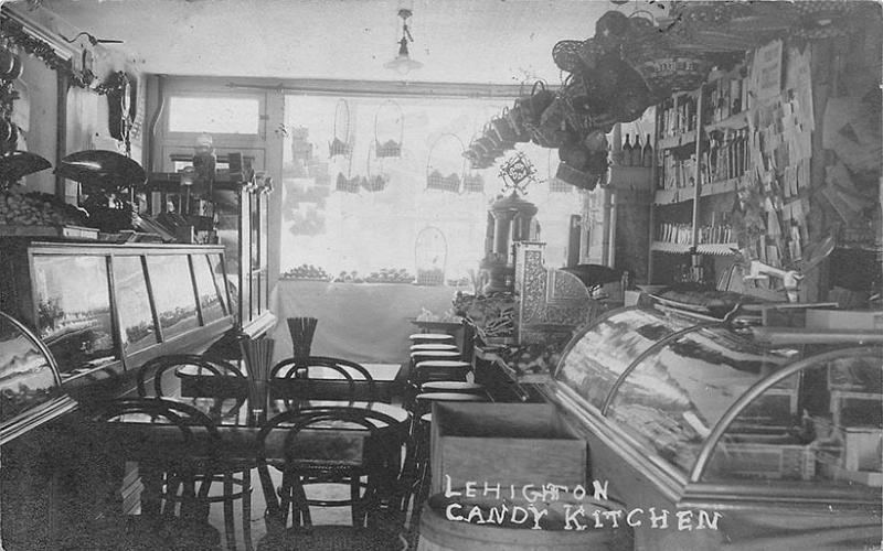 Lehighton PA Interior Candy Kitchen in 1908 RPPC Real Photo Postcard