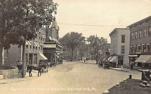 Springfield VT Square Main Street Cannon Horse & Wagon Real Photo Postcard