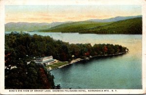 New York Adirondacks Birds Eye View Of Brandt Lake Showing Palisades Hotel 19...