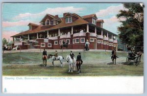 1910's SUMMERVILLE AUGUSTA GA COUNTRY CLUB EQUESTRIAN HORSES TUCK'S POSTCARD