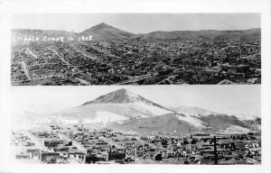 Cripple Creek Colorado 1908 & 1941 Aerial Views~Teller County~RPPC Mailed 1944