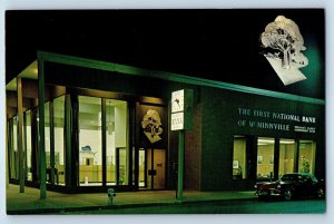 1960 McMinnville Oregon OR Postcard Independent Full Service Bank Building Night