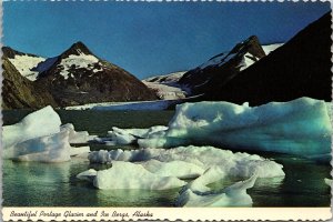 Beautiful Portage Glacier and Ice Bergs Alaska Postcard PC69