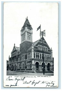 1907 Post Office Building Reading Pennsylvania PA Posted Antique Postcard 