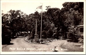 RPPC Fair Hills Resort, Detroit Lakes MN c1945 Vintage Postcard X45