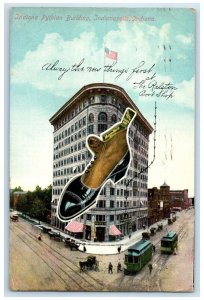 Indiana Pythian Building Indianapolis IN Ralston Boot Shoe Advertising Postcard