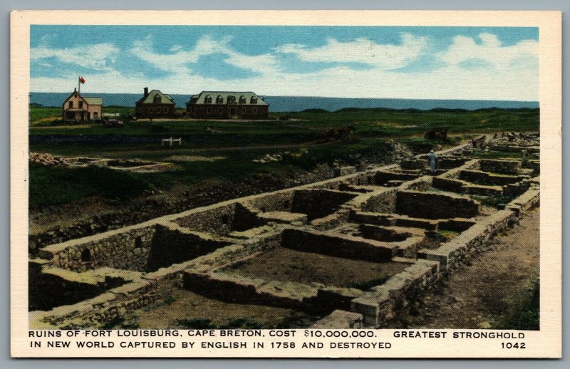 Postcard Cape Breton NS c1930s Ruins of Fort Louisbourg Stronghold