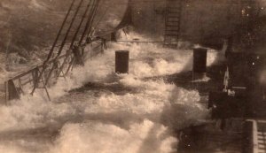 Original WW1 Era RPPC US Navy  USS Houston In Bad Storm Photo Postcard