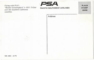 Pacific Southwest Airlines PSA L-1011 Airplane Flying Over Southern California