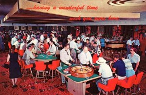 Gambling Casino Roulette Poker Las Vegas Nevada NV Interior View Postcard