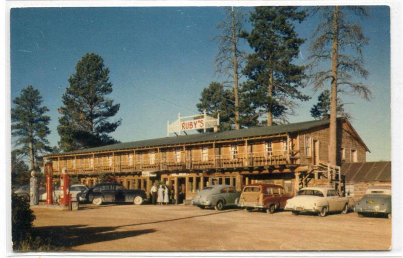 Ruby's Inn Cars Bryce Canyon National Park Utah 1950s postcard