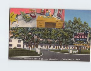 Postcard Tricia Motel, Callahan, Florida