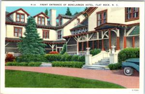 FLAT ROCK, NC North Carolina   BONCLARKEN HOTEL  c1930s Car Roadside Postcard