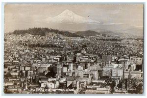 c1910's Bird's Eye View Of Portland & Mt. Hood Cross Dimmit RPPC Photo Postcard