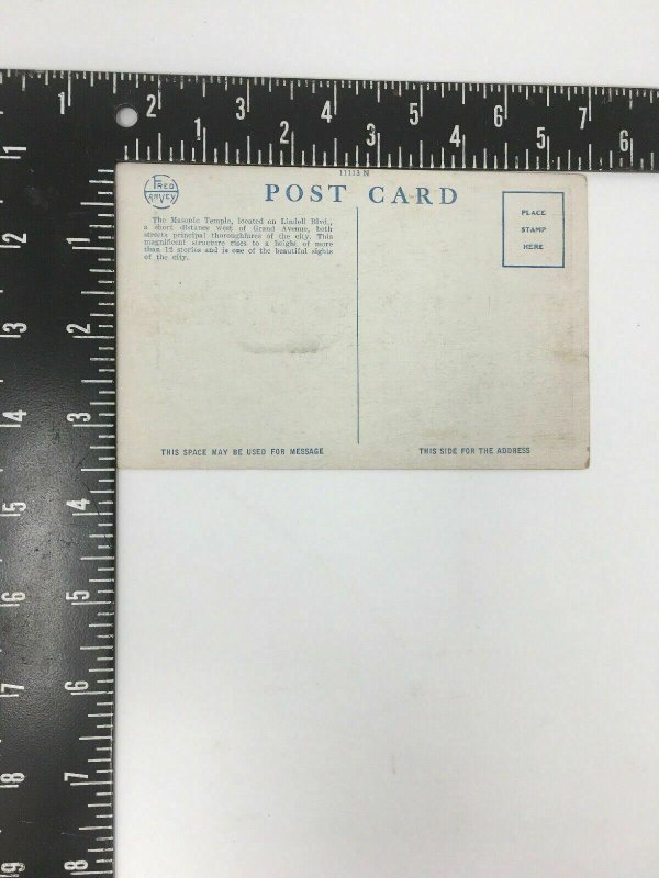 Fred Harvey Masonic Temple Postcard St. Louis MO Freemasonry Scottish Rite