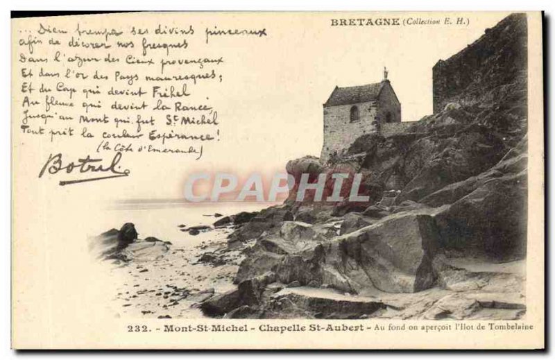 Old Postcard Songs of Botrel Mont Saint Michel Chapel St Aubert Ilot Tombelaine