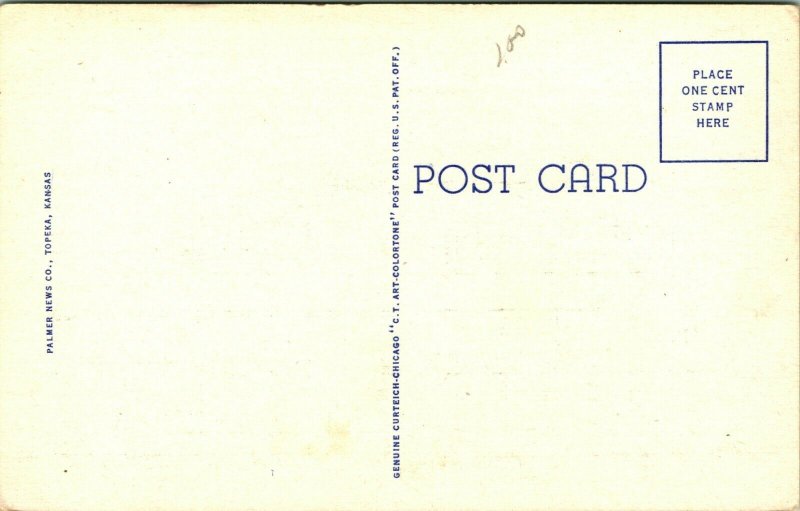 Topeka Kansas KS Post Office Building UNP LInen Postcard T13