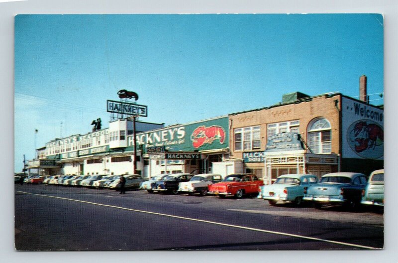 Hackneys Seafood Restaurant Atlantic City NJ Street View Old Cars PM Postcard 