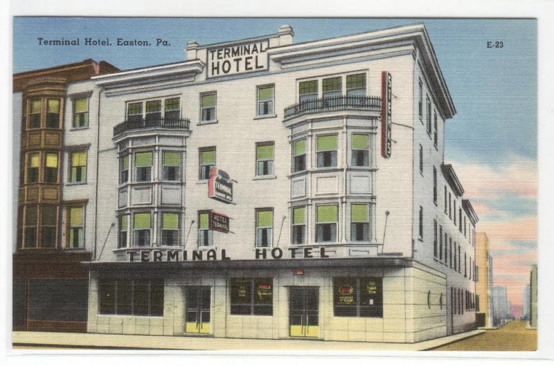 Terminal Hotel Easton Pennsylvania linen postcard