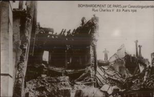 Paris France WWI Bombardment Rue Charles V Real Photo Postcard