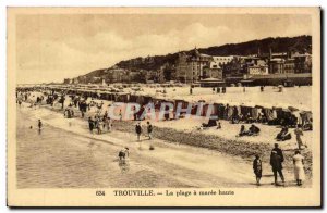 Old Postcard Trouville The beach at high tide