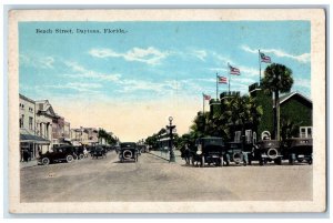 c1910's Beach Street Cars Flags Daytona Florida FL Unposted Antique Postcard