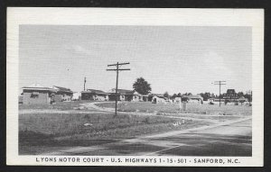 Lyons Motor Court Sanford NC Used c1953