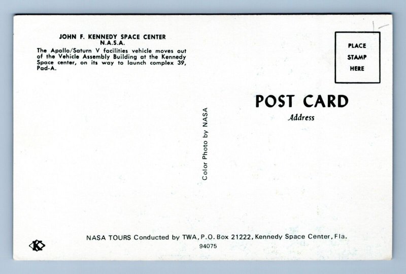 NASA Apollo Saturn V Facilities Kennedy Space Center Florida Chrome Postcard H17