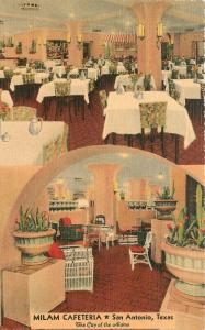 1940s Milam Cafeteria San Antonio Texas interior Postcard linen Teich 238