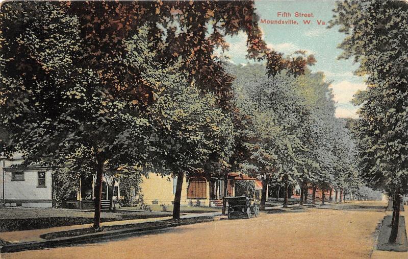 F23 Moundsville West Virginia Postcard c1910 Fifth Street Homes Automobile 15