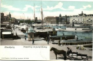 PC SWEDEN, STOCKHOLM, SKEPPSBRON VID GUSTAF III STATY, Vintage Postcard (b31752)
