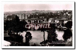 Limoges Old Postcard panorama of the three bridges Saint Amrtial National and...