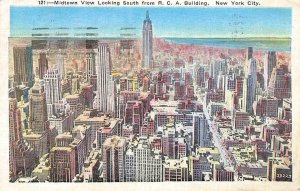 Midtown View Looking South From RCA Building Skyscrapers NYC Linen Vintage P5