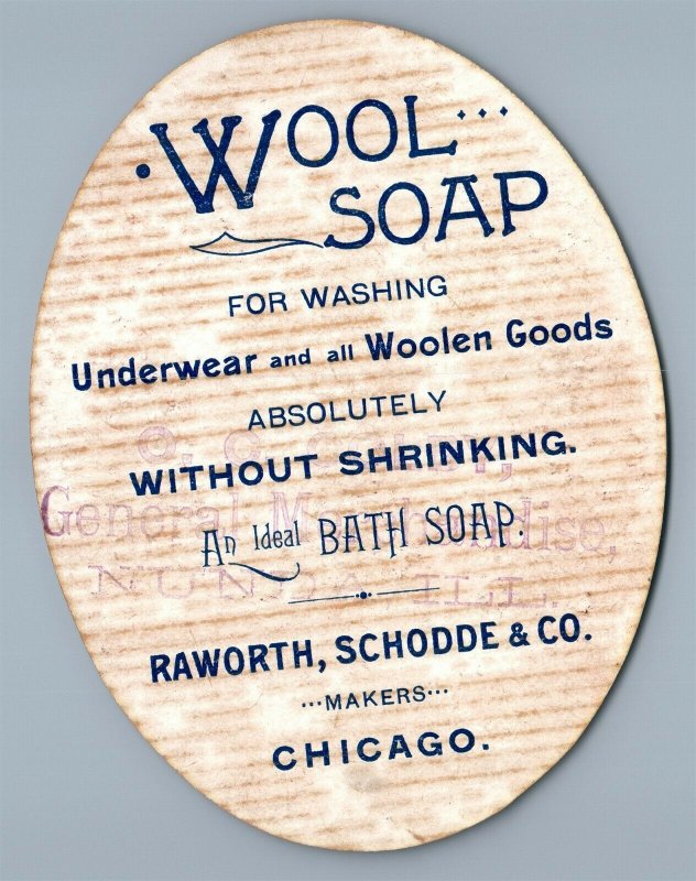 WOOL SOAP VICTORIAN TRADE CARD RAWORTH SCHODDE & CO.