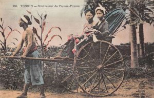 Tonkin Vietnam Ladies in Rickshaw Vintage Postcard AA74754