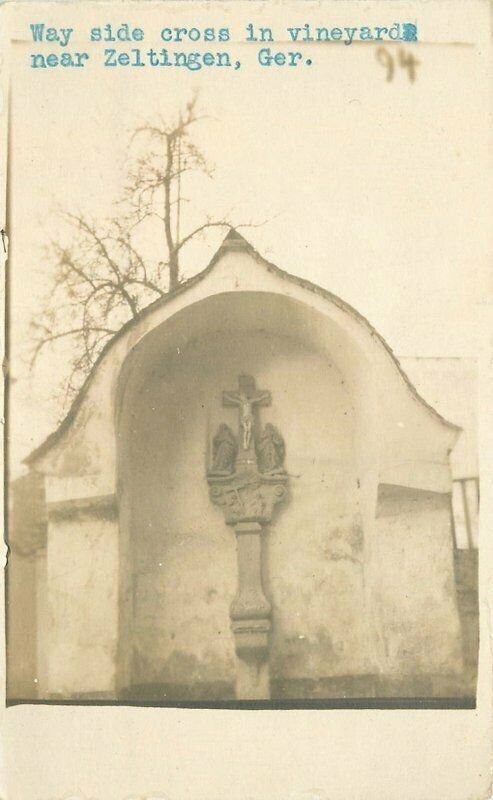 Germany Zeltingen Cross in Vineyard C-1918 RPPC Photo Postcard 21-9994