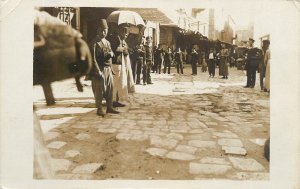 Egypt Alexandria showing street scene with navy military forces photo postcard 