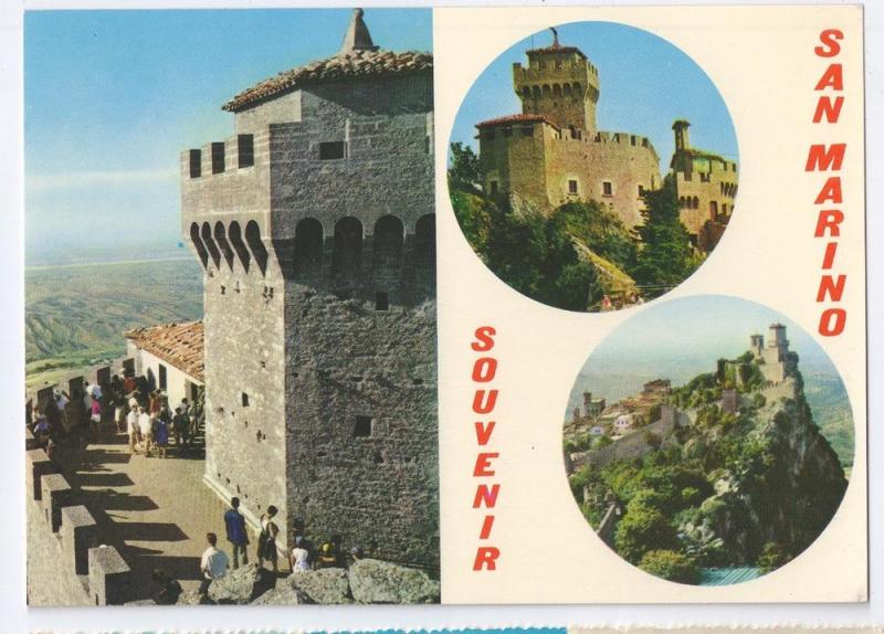 San Marino Multiview Tower Torre Fortress 4X6 Postcard