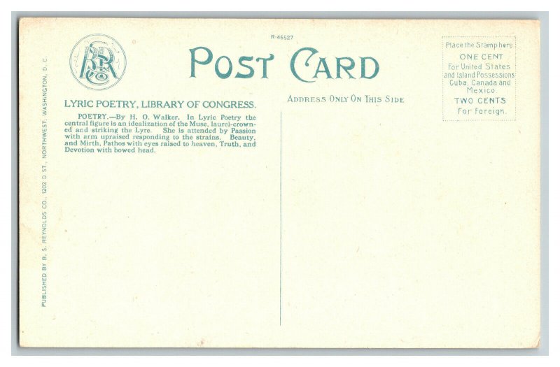 Postcard Lyric Poetry H.O. Walker Library Of Congress Vintage Standard View Card 