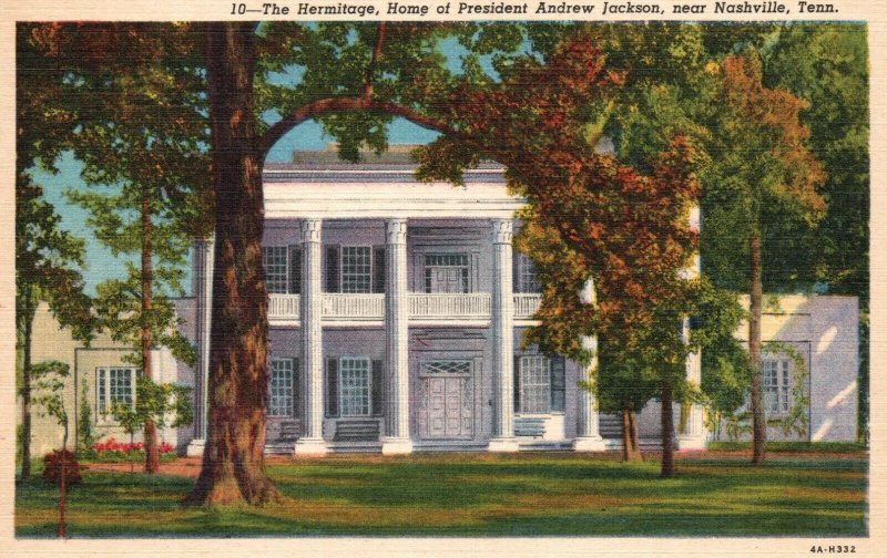 Vintage Postcard 1930's Hermitage Home President Andrew Jackson Nashville TN