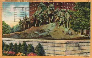 Vintage Postcard 1947 Gutzon Borglum Wars Of America Memorial Newark New Jersey